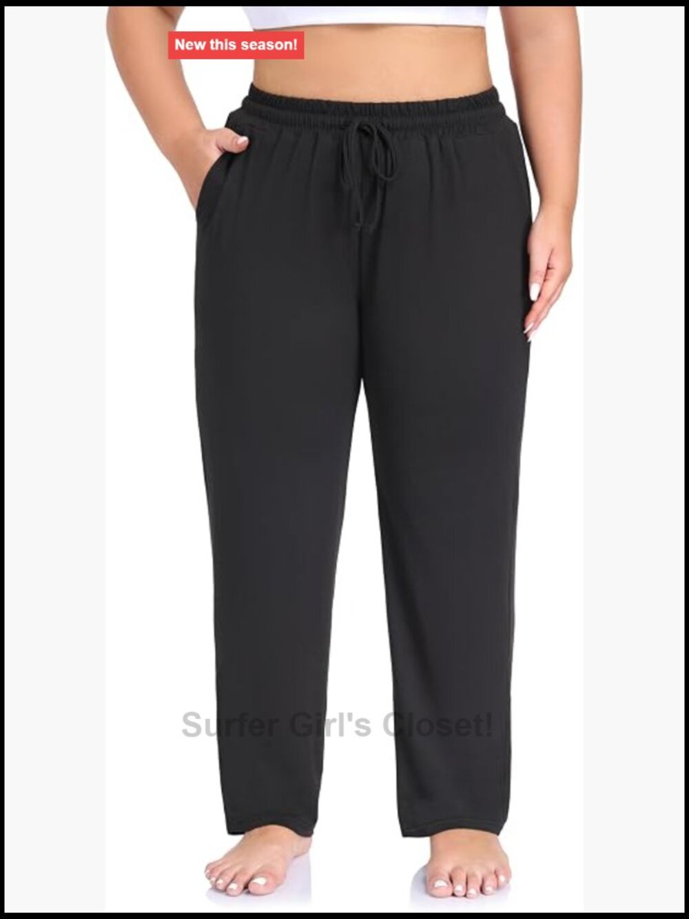 Plus Size Yoga Pants Straight Leg Joggers Drawstring Pockets